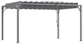 Outsunny Pérgola 4x3 m para Jardim com Desenho de Lâminas Superiores Giratórias até 135° Proteção UV 50+ para Pátio Terraço Cinza