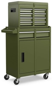 Armário para ferramentas (sem ferramentas) com 5 gavetas e rodas  de grande capacidade com rodas bloqueáveis Verde