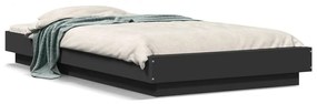 Estrutura cama c/ luzes LED 100x200 cm derivados madeira preto