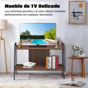 Móvel TV 32'' com 2 níveis Mesa TV Centro de Entretenimento TV Mesa Multimídia Suporte para TV 89 x 43 x 60 cm Cor Nogueira