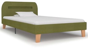 Estrutura de cama com LED em tecido 90x200 cm verde