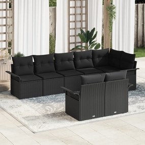 vidaXL Conjunto de Sofás de Jardim de 8 Peças com Almofadas Preto Rattan Sintético