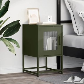Mesa cabeceira 36x39x60,5 cm aço laminado a frio verde-azeitona