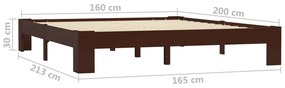 Estrutura de cama 160x200 cm pinho maciço castanho-escuro