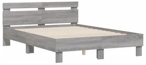 Estrutura cama c/ cabeceira/luzes LED 120x190cm cinzento sonoma