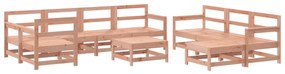 10 pcs conj. lounge jardim c/ almofadões madeira douglas maciça