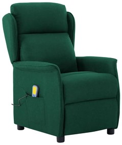 vidaXL Cadeira de massagem Verde Escuro 93.5 x 67.5 x 101.5 cm tecido