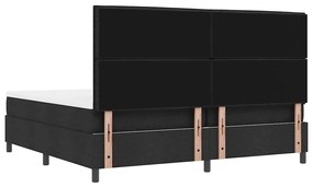 Cama com Box Spring com Colchão &amp; Banco Preto 200x200 cm Tecido