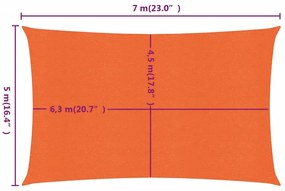 Para-sol estilo vela retangular 160 g/m² 5x7 m PEAD laranja