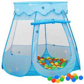 Tenda de brincar infantil com 250 bolas 102x102x82 cm azul
