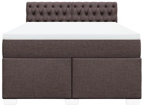 Cama com molas/colchão 140x200 cm tecido castanho-escuro
