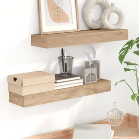 vidaXL Prateleiras de parede 2 pcs 60x15x4 cm madeira de teca maciça