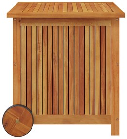 Caixa arrumação jardim c/rodas 60x50x58cm madeira acácia maciça