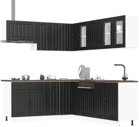 vidaXL 11 peças armário de cozinha conjunto Lucca preto