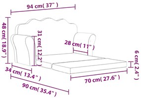 Sofá infantil de 2 lugares pelúcia macia cor creme