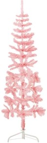 Meia árvore de Natal fina com suporte 150 cm rosa
