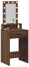 Mesa de Maquiagem vidaXL com Luzes LED Castanho Carvalho 50x41x140 cm
