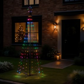 Candeeiro de pé de Natal preto 240cm incl. LED RGB IP44 com controlo remoto - Nagi