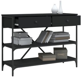Mesa consola c/ gavetas/prateleiras derivados de madeira preto