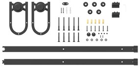 Kit de ferragens para porta deslizante 183 cm aço preto