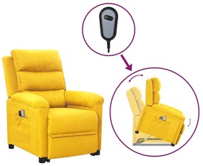 vidaXL Poltrona elevatória tecido amarelo