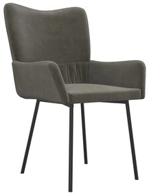 Cadeiras de jantar 2 pcs veludo cinzento-escuro