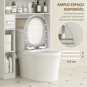 Armário sobre Sanita com Prateleira Ajustável 2 Portas Suporte para Papel Higiênico Armário para Máquina de Lavar 80x19,5x170 cm Branco