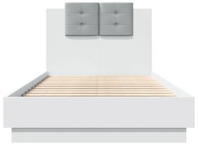 Estrutura de cama c/ cabeceira e luzes LED 90x190 cm branco