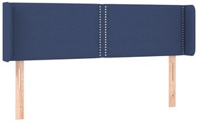 Cabeceira de cama c/ luzes LED tecido 147x16x78/88 cm azul