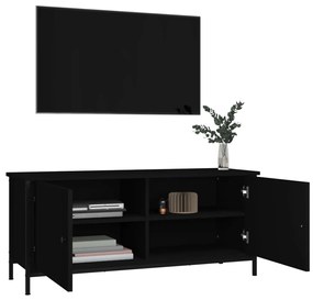 Móvel de TV Iris com 2 Portas de 102 cm - Preto - Design Moderno