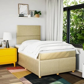 Cama boxspring com colchão 120x190 cm tecido cor creme