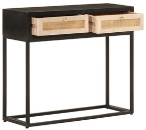 Mesa consola 90x30x76 cm mangueira maciça e ferro preto