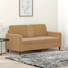 Sofá de 2 lugares veludo 140 cm castanho