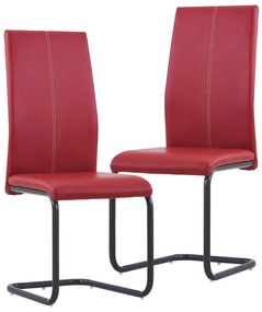 vidaXL Cadeiras de jantar cantilever 2 pcs couro artificial vermelho