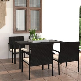 vidaXL 5 pcs conjunto de jantar de jardim vime PE preto