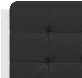Estrutura cama c/ cabeceira 140x200 couro artif. branco/preto