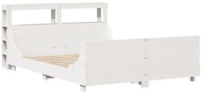 Cama sem colchão 140x200 cm madeira de pinho maciça branco
