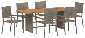 Conjunto de Jantar para Jardim vidaXL 7 Peças Cinza Poli Rattan