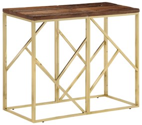 Mesa consola aço inoxidável/madeira ferroviária maciça prateado