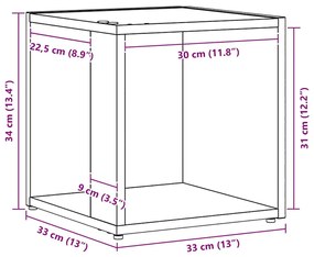 Mesa Lateral vidaXL Madeira de Carvalho Preta 33x33x34,5 cm em Madeira