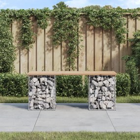 vidaXL Banco de jardim c/ design gabião 103x31x42 cm pinho maciço