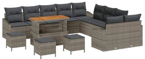 Conjunto de Sofás de Jardim vidaXL com 14 Peças com Almofadas Cinza Ra