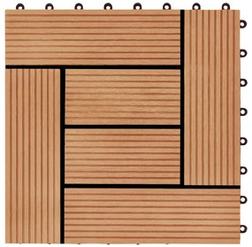 Ladrilhos de pavimento 11 pcs WPC 30x30 cm 1m² cor de teca