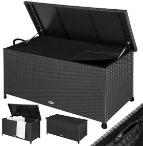 Caixa exterior para almofadas Polyrattan 117x53x60cm com Pegas Preto