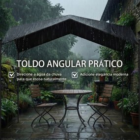 Pérgola Pavilhão 3x3 m à Prova d'Água Estável Resistente ao Inverno Proteção Solar com Telhado em Duas Águas Estruturas Triangulares