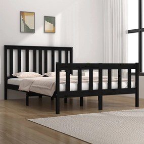 vidaXL Estrutura de cama 140x190 cm madeira de pinho maciça preto