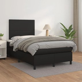 Cama boxspring com colchão 120x190 cm couro artificial preto
