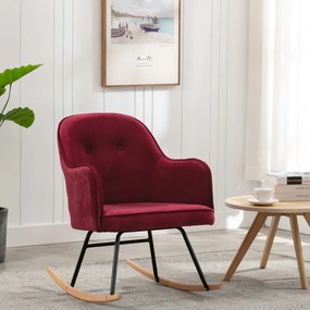 289523 vidaXL Cadeira de baloiço veludo vermelho tinto