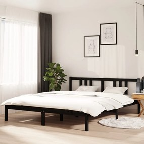 Estrutura de cama 160x200 cm madeira maciça preto