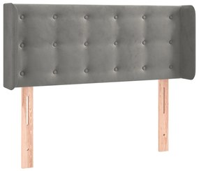 Cabeceira cama c/ luzes LED veludo 103x16x78/88 cm cinza-claro